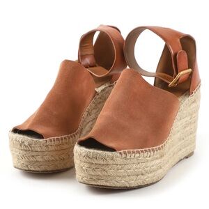 CHLOE Tan Espadrille Wedges